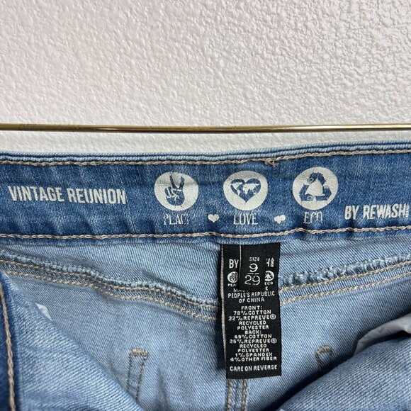 Rewash Vintage Reunion Distressed Denim Mini Skirt - Size 9/29 - Picture 3 of 6